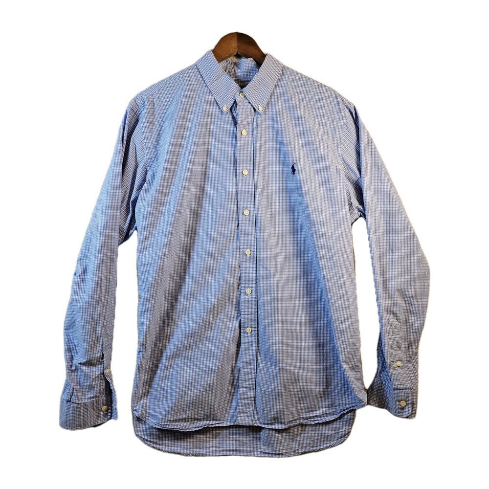 Ralph Lauren Long Sleeve Button‎ Shirt Pony Classic Casual Cottage Plaid Blue XL